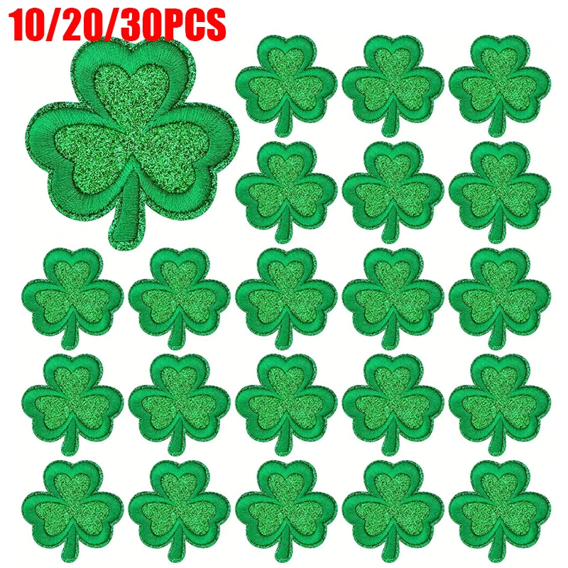 Parche termoadhesivo bordado trébol verde San Patricio para uniformes