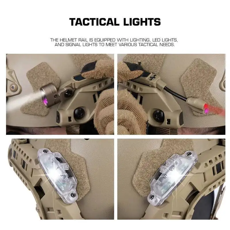 Juego de rieles de arco táctico Modular con caja de batería, luces LED de señal de cabeza roja/blanca/Ir para casco rápido de corte súper alto, equipo Airsoft - imagen 4
