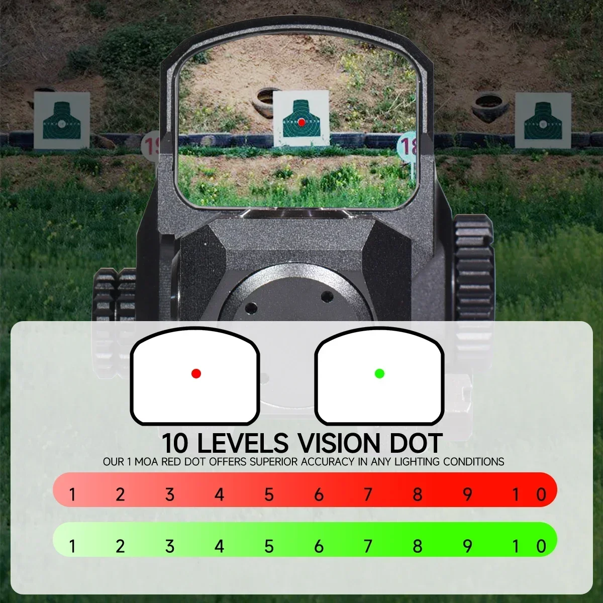 Mira réflex holográfica táctica de punto rojo y verde para caza, totalmente cerrada, colimador de punto rojo 553, compatible con montaje en riel de 20mm - imagen 3