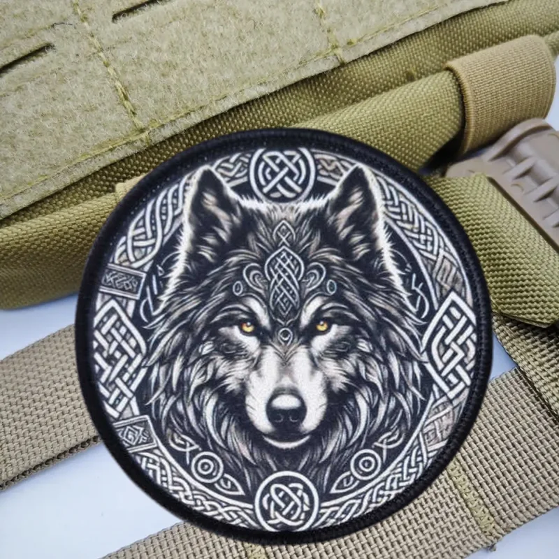 Parche con estampado de lobo militar, chaleco táctico, sombreros con gancho y bucle, insignia de moral, mochila, pegatinas decorativas, parches para brazalete para ropa - imagen 2