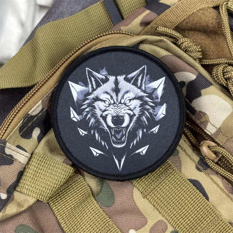 Parche táctico con estampado de "lobo" para ropa, insignias de moral, parches militares con gancho, pegatinas para mochila - imagen 5