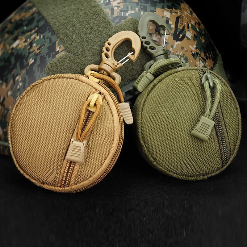 Monedero informal para hombre 1000D, Mini monedero portátil para dinero, soporte para llaves, riñonera, estuche pequeño redondo con cremallera - imagen 4