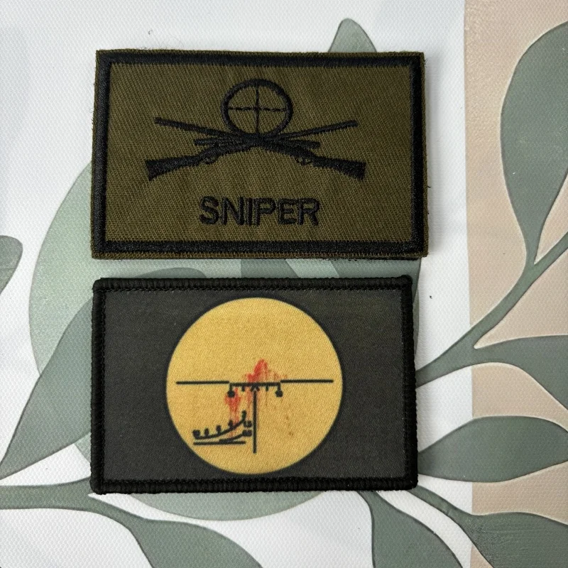Parches tácticos de moral SNIPER, insignia de moral de alcance de francotirador militar PSO Dragonov, gancho y bucle del ejército, apliques de combate, pegatinas para mochila
