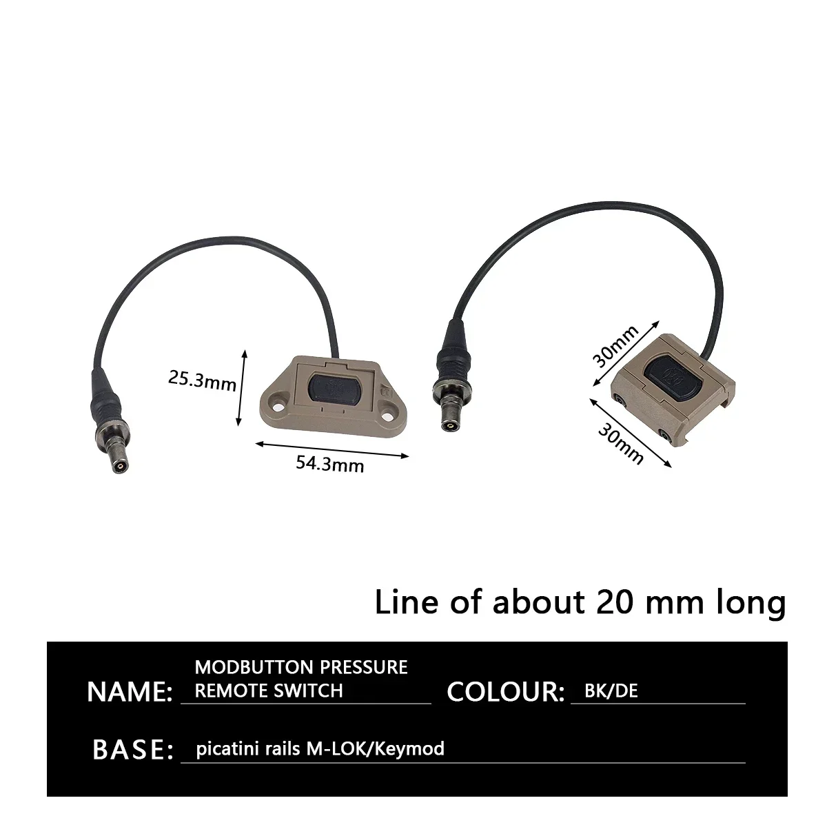 Control remoto de presión táctica SF, interruptor trasero para Surefire M300 M600 m-lok Keymod, riel de 20mm, Rifle, Airsoft, Scout, armas ligeras - imagen 4