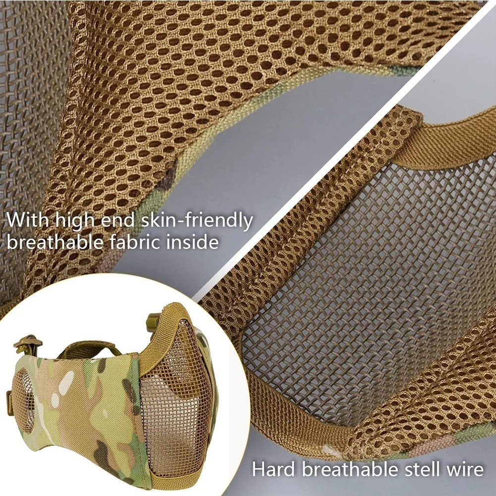 Casco Airsoft con gafas Op, máscara de malla de acero de media cara, cubierta de casco con protección para los oídos, juego de casco PJ rápido de 6mm de espesor - imagen 4