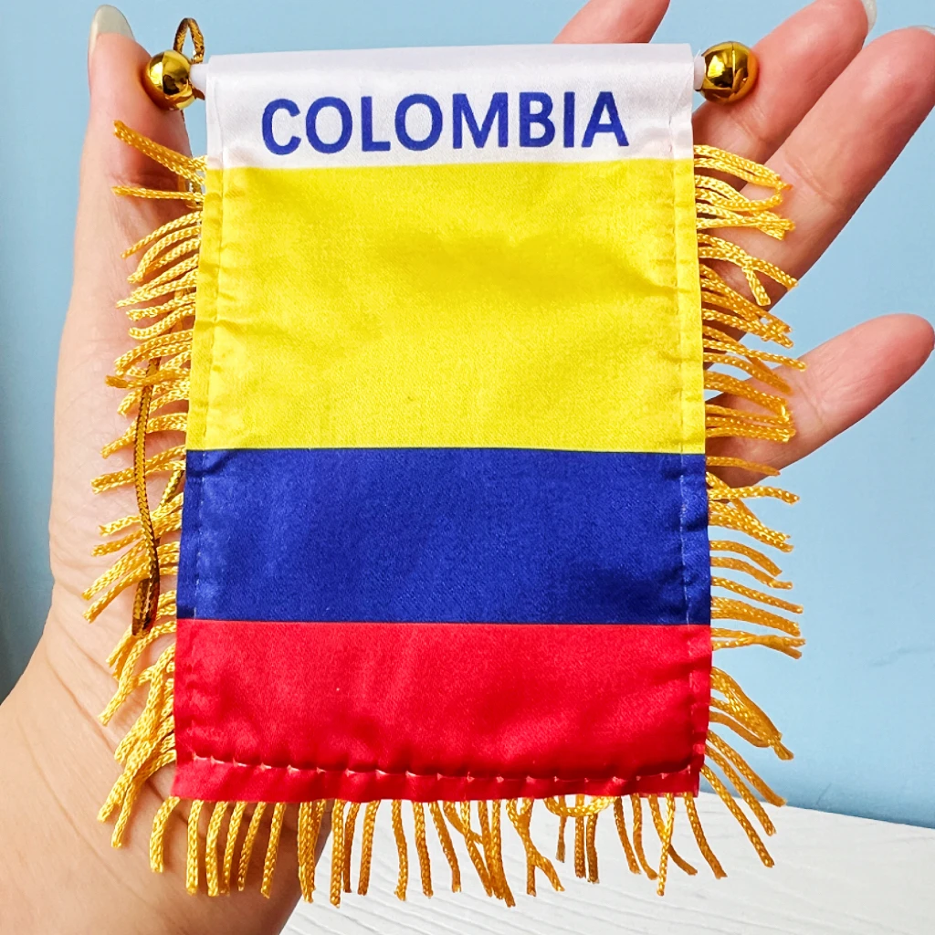 10x14cm decoración de ventana de coche poliéster co colombia banderín colgante banderas Mini banderín colombiano - imagen 3
