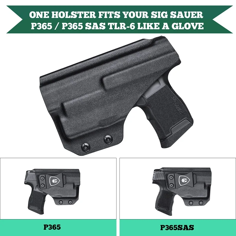 Sig P365 con funda TLR-6 Fundas IWB Kydex compatibles con: Sig Sauer P365 / P365 SAS / P365XL TLR6 Pistola mano derecha e izquierda - imagen 2