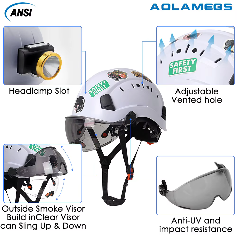 Casco seguridad ABS con visera y gafas integradas – Protección laboral - imagen 3