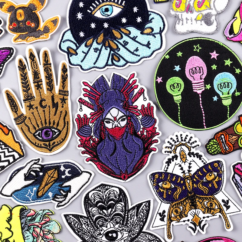Parche de Anime para ojos, parches bordados para planchar para ropa, parches termoadhesivos para ropa, parche de gema de diamante, pegatinas con gancho