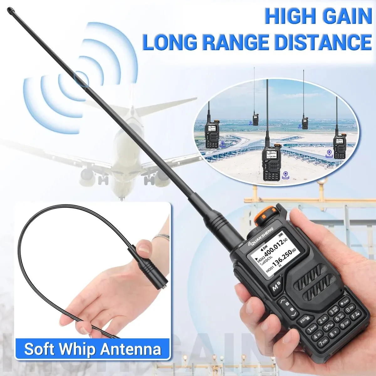 Antena AM-771 banda completa 108-136Mhz para Quansheng UVK5 UVK6 UV5R Plus Baofeng M5R UV17M UV13M Rt-830 Walkie Talkies - imagen 5