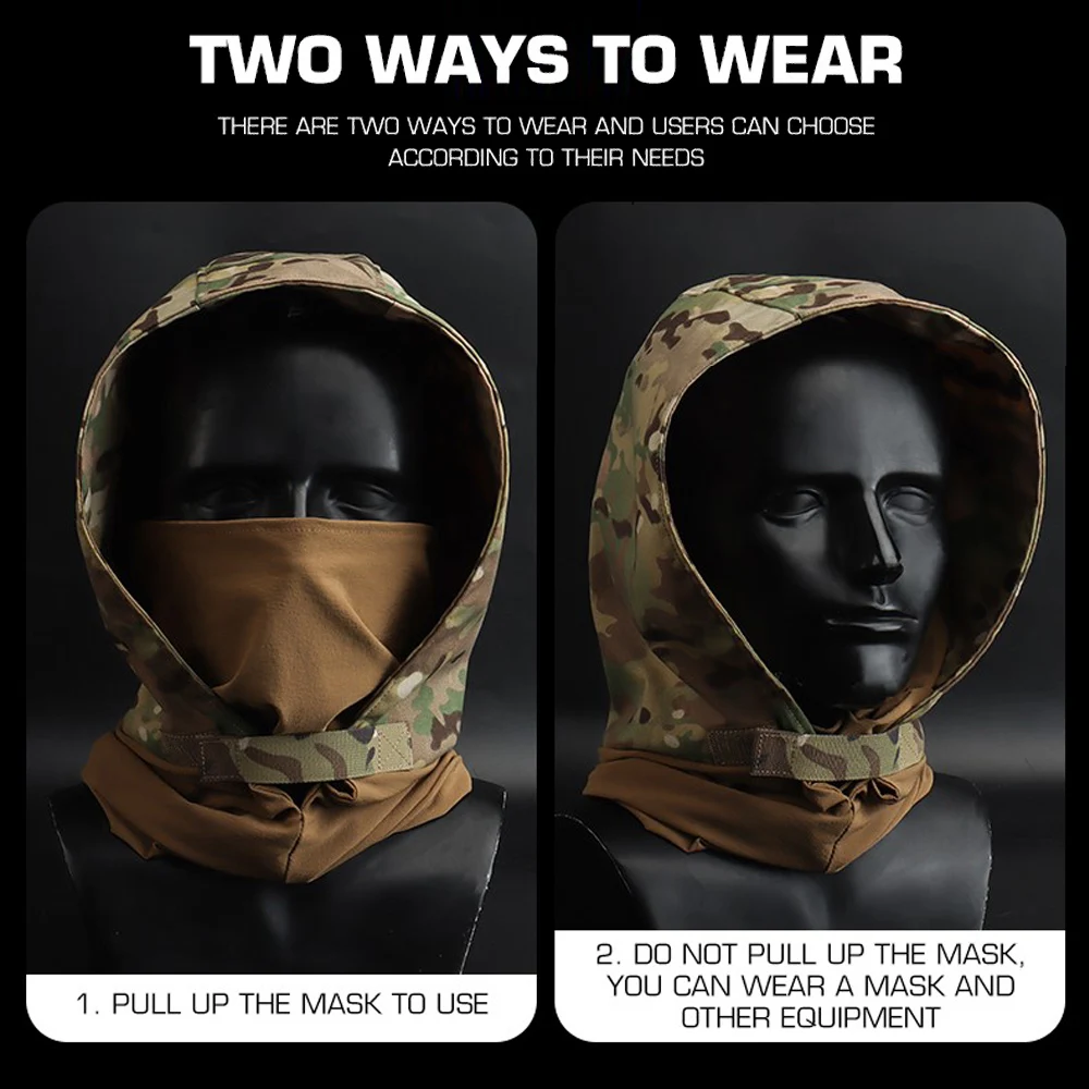 Máscara facial completa de camuflaje táctico, sombrero para caza, bicicleta, ciclismo, nieve, MC CP, polaina para exteriores, capucha de protección solar - imagen 3