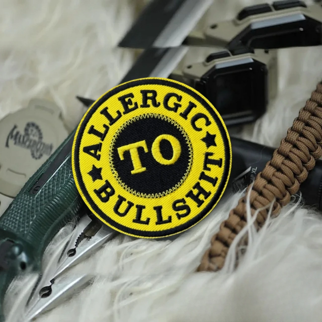 Parche militar táctico con apliques personalizados de moral bordado alérgico a Mierda, parches con gancho para ropa, pegatina para mochila