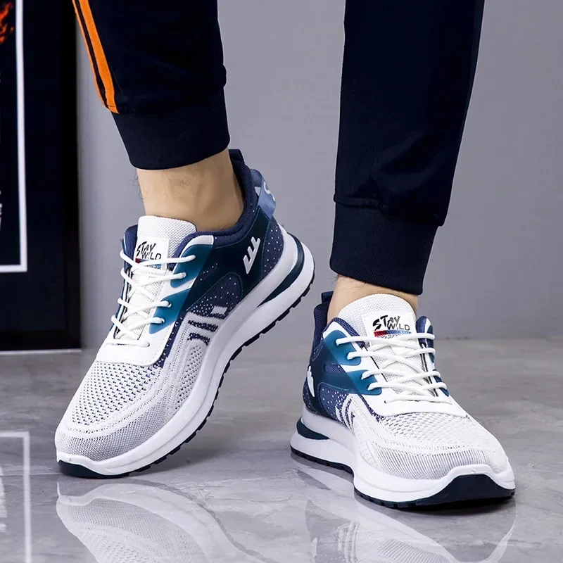 Zapatillas de deporte con cordones y parte inferior gruesa para hombre, calzado informal a la moda, con boca poco profunda, transpirables, para primavera y otoño, 2025 - imagen 5