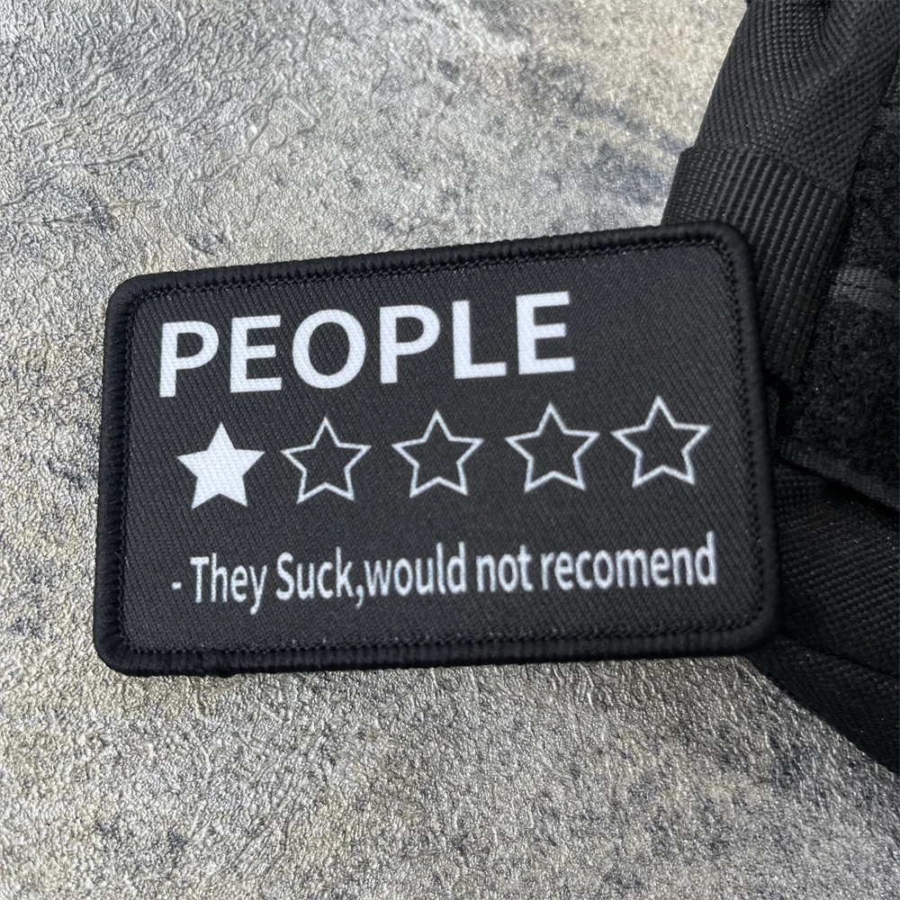 Parche sarcástico de revisión de personas, moral táctica, brazalete del ejército militar, parches de gancho y bucle impresos para ropa, pegatina para mochila