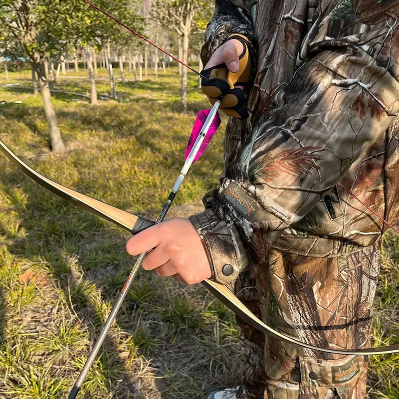 Arco recurvo de tiro con arco, arco largo tradicional laminado de 20-45 libras, potente de madera para tiro con flecha, accesorios para práctica de caza - imagen 5