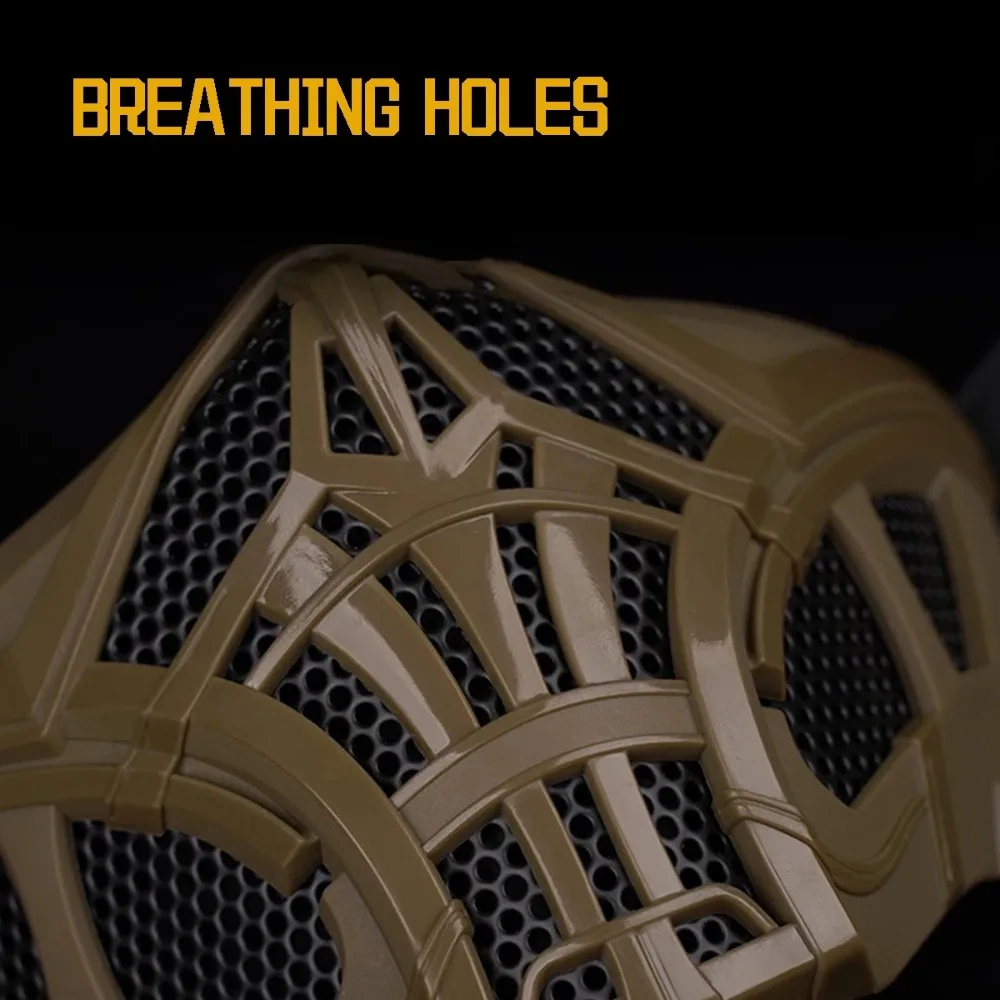 Máscara de media cara táctica Airsoft, máscara de malla transpirable, accesorios de Cosplay CS para Halloween - imagen 2