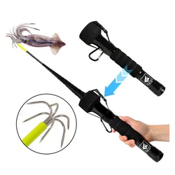 Ancla de calamar, 6 anzuelos de plantilla, anzuelo telescópico de calamar, anzuelo de punta para caña de pescar en el océano para pulpo de agua salada/equeño, equipo de pesca