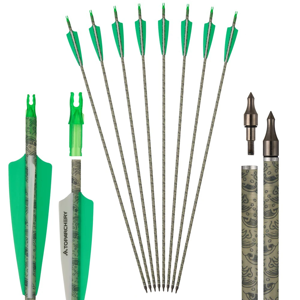Toparchery 31,5 "columna vertebral 500 flechas de tiro con arco de carbono patrón de nube elegante tiro al objetivo para flechas de arco compuesto recurvo - imagen 3