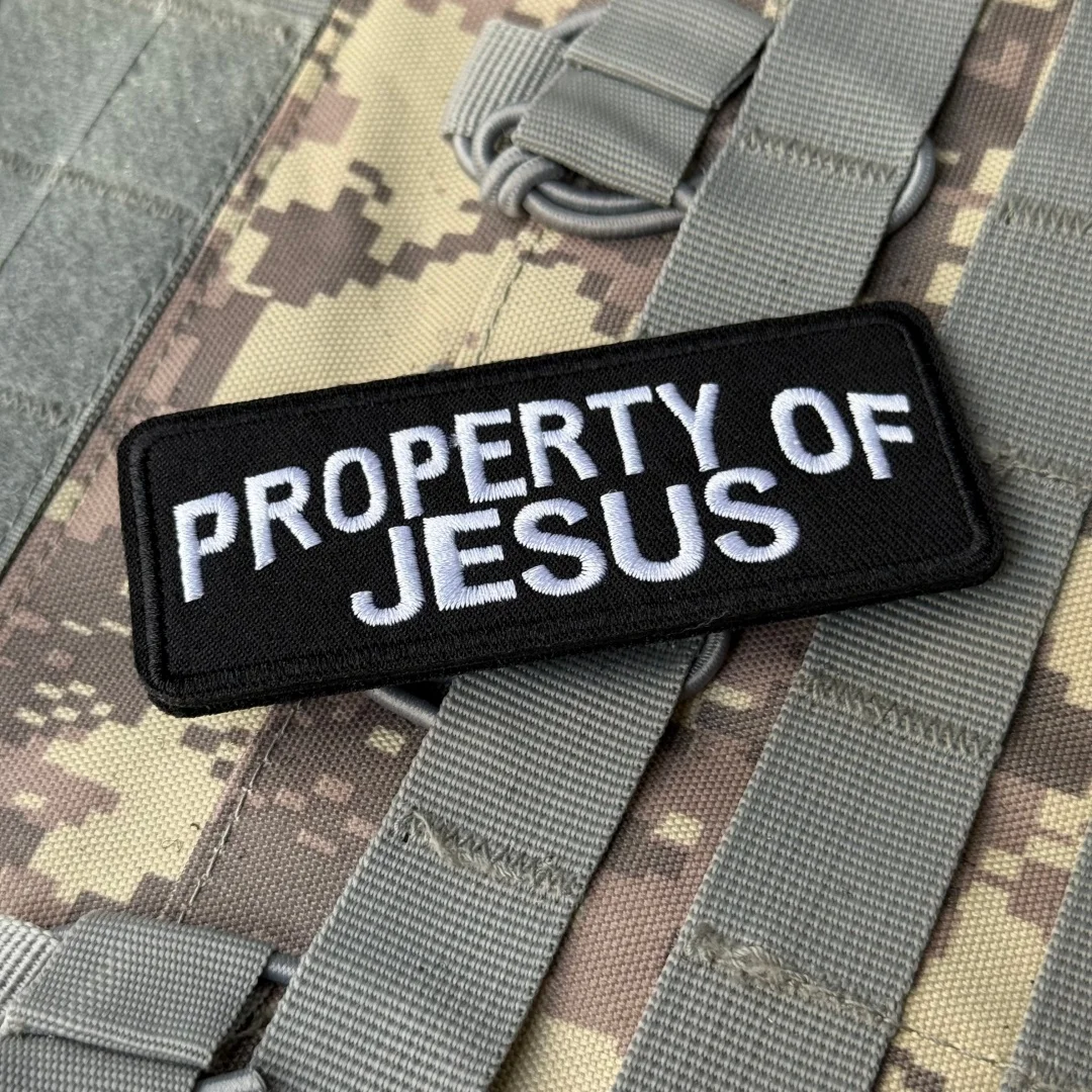 Parche táctico de moral divertida de PROPERTY OF JESUS, apliques militares personalizados, gancho y bucle bordados para ropa, pegatina para mochila - imagen 5