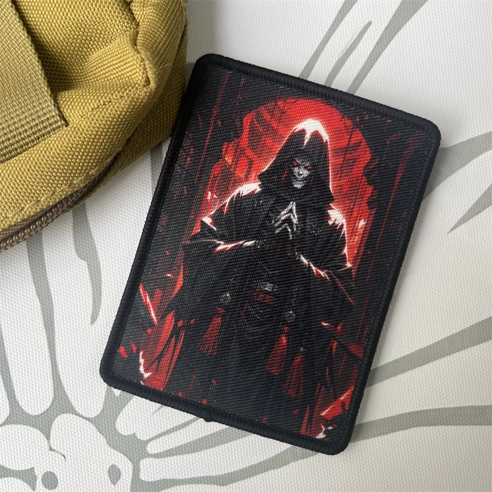 Parche táctico de moral de mago esqueleto, brazalete militar, parches de gancho y bucle impresos, pegatina para mochila de ropa - imagen 5