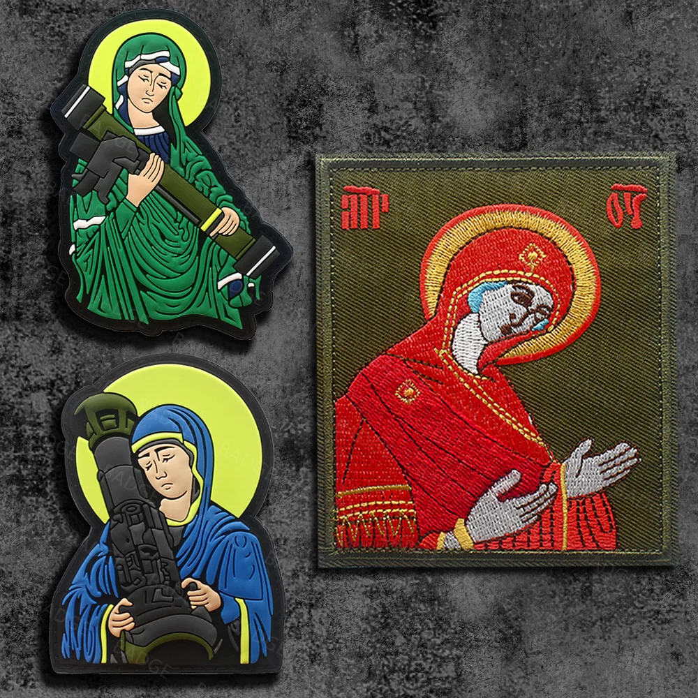 Parches bordados de la diosa de la Santísima Virgen María para ropa, chaqueta de motocicleta, mochila, insignia de dividad femenina de PVC, apliques