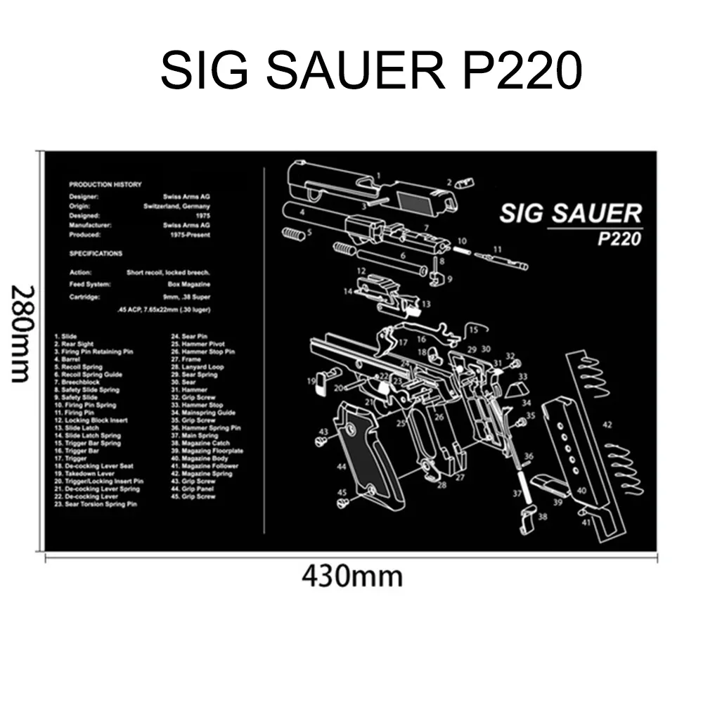 Alfombrilla de goma para limpieza de pistola táctica SIG SAUER, P220, P226, P229, P250, P320, P365, P238, SP2022, armorero, herramienta de reparación de desmontaje - imagen 2