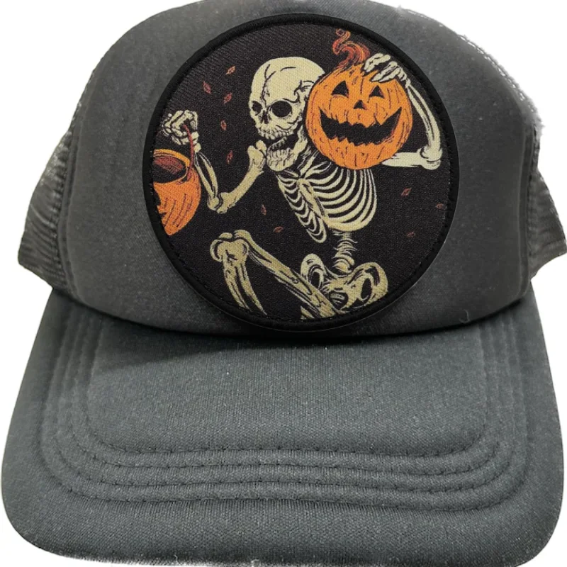 Insignia de moral táctica con estampado de noche de calabaza de Halloween, parche de insignia de calavera de otoño Victoria, gancho y bucle, pegatina para mochila al aire libre - imagen 5