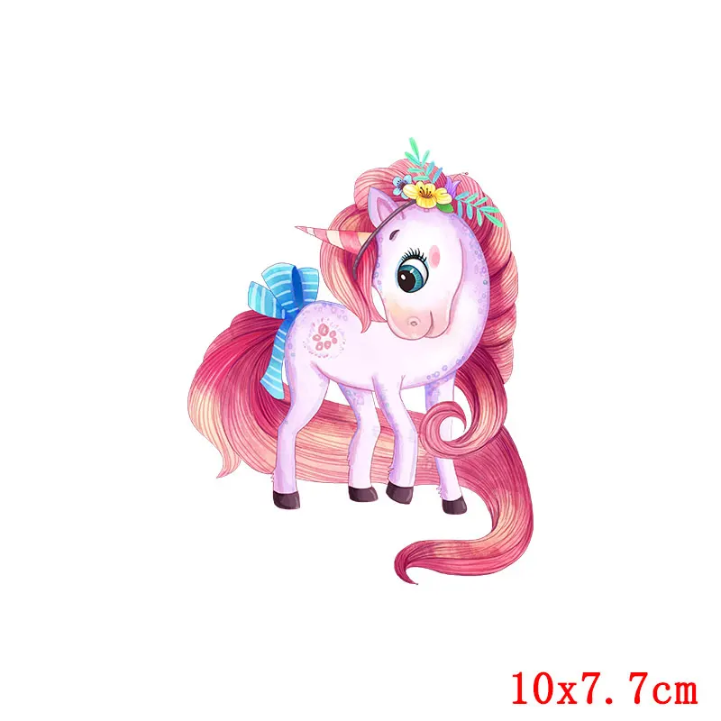 Calcomanías de transferencia de calor con dibujos de unicornios y animales para niños, parches de calcomanías para planchar, pegatinas de ropa, Parche de insignia a rayas - imagen 3