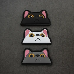 Bonito brazalete de goma táctico de PVC, Parche de gato negro, blanco y gris, diadema rosa para ropa, mochila, casco, MARO, insignia decorativa DIY