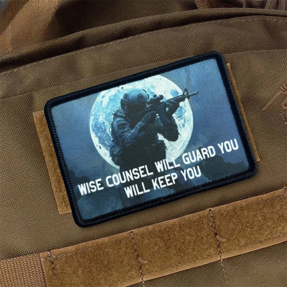 WISE COUNSEL WILL GUARD YOU WILL KEEP YOU Morale parche táctico gancho bucle parches insignia militar mochila pegatinas apliques - imagen 3