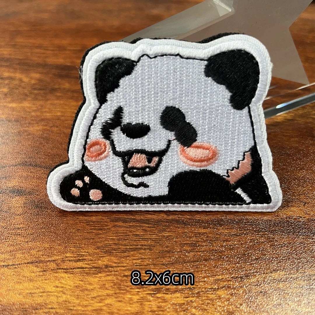 Parches de Velcro bordados de Panda de dibujos animados para ropa con cuchillo, insignia de moral táctica de gato, equipo al aire libre, pegatina de mochila - imagen 2