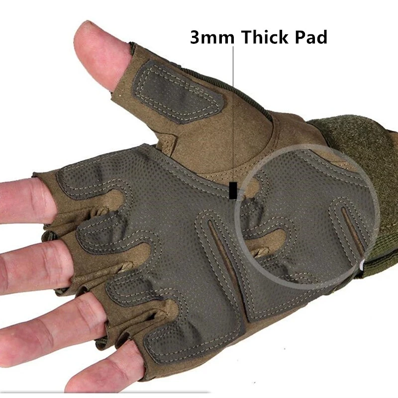 DIZETION Guantes tácticos militares de medio dedo para hombres - Equipo de ciclismo para motocicleta de caza Airsoft para tiro al aire libre - imagen 5