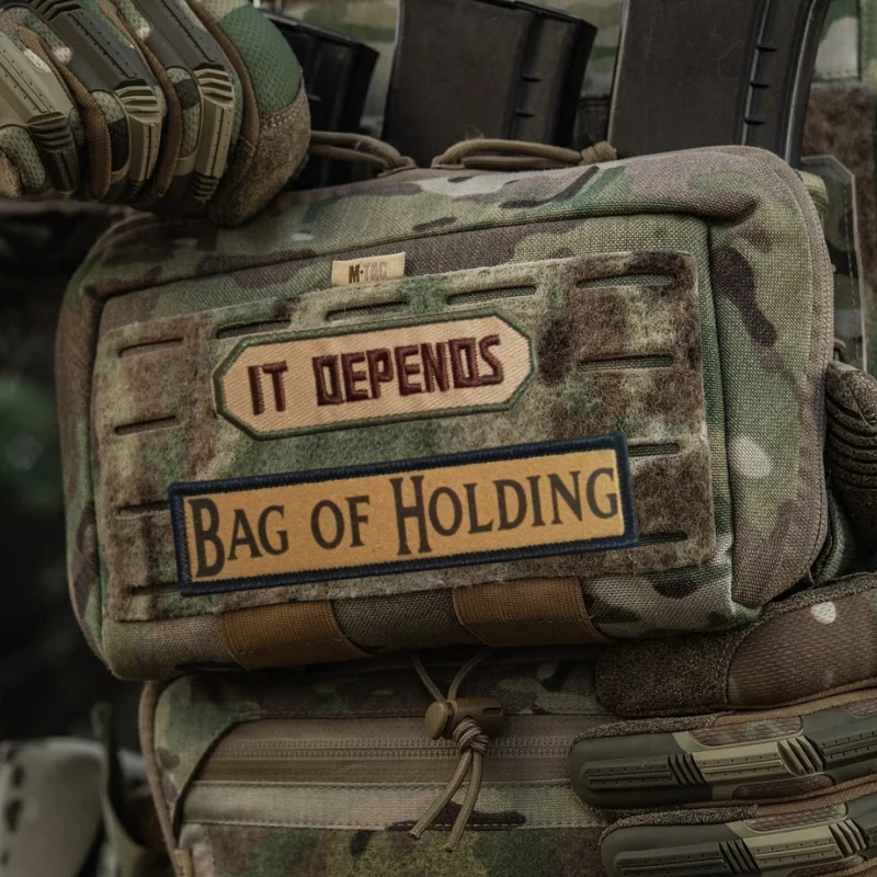 Parche bordado IT DEPENDS, tira larga, texto, chaleco táctico, insignia de moral con gancho y bucle, pegatinas para mochila, parches para brazalete para ropa - imagen 5