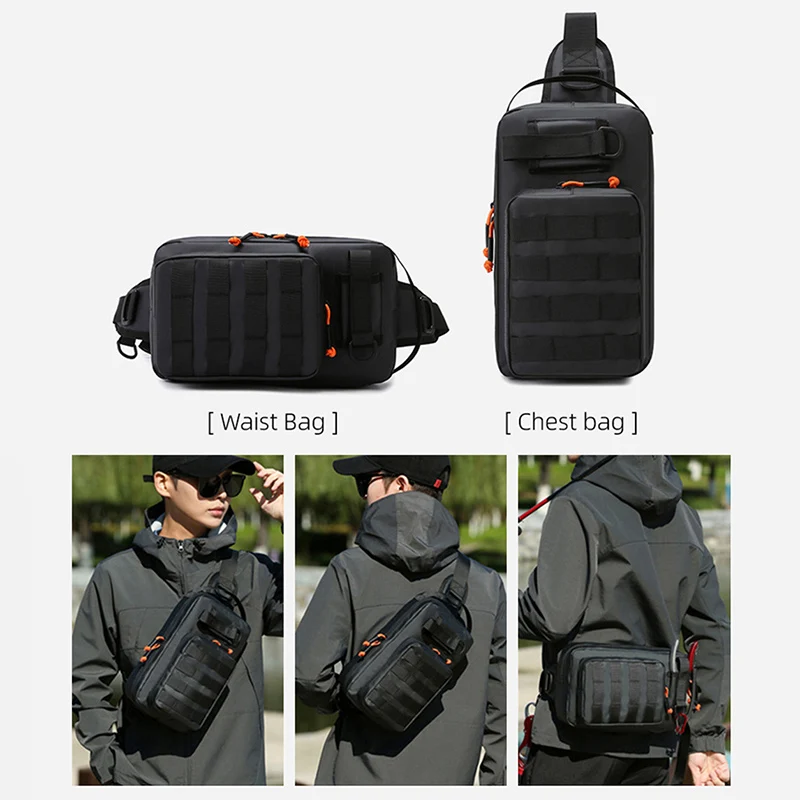 Bolsa de pecho para hombre, chaleco táctico resistente al desgaste, riñonera Molle, paquete de cinturón para señuelo, bolsa para aparejos de caza para viajes al aire libre, Camping, senderismo - imagen 3