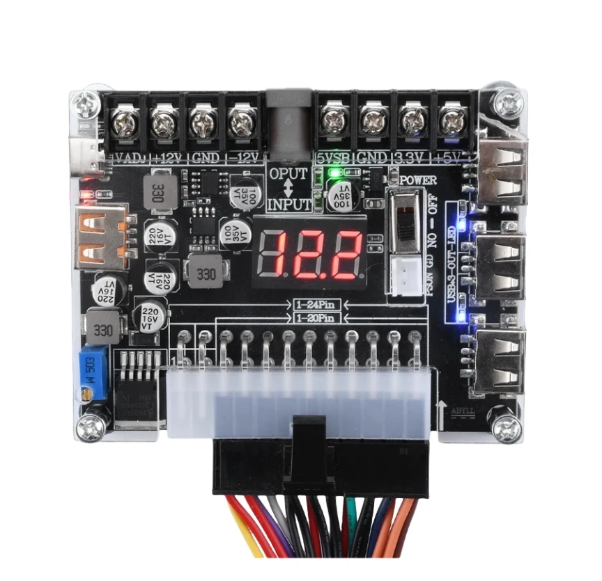 Placa adaptadora ATX con pantalla y conectores