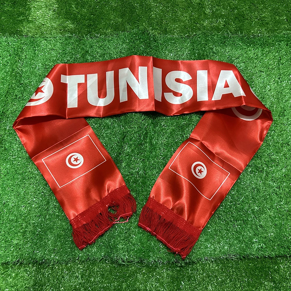 Bufanda bandera Túnez satén doble cara con borlas - imagen 5