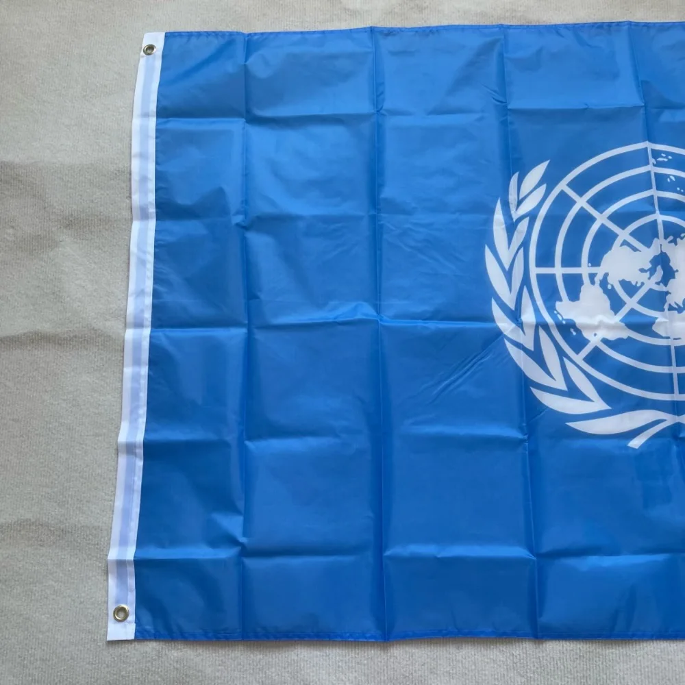 Bandera de las Naciones Unidas del Mundo 90X150cm bandera nacional de la UN material de poliéster de 3x5 pies banderas colgantes de las Naciones Unidas para decoración - imagen 3