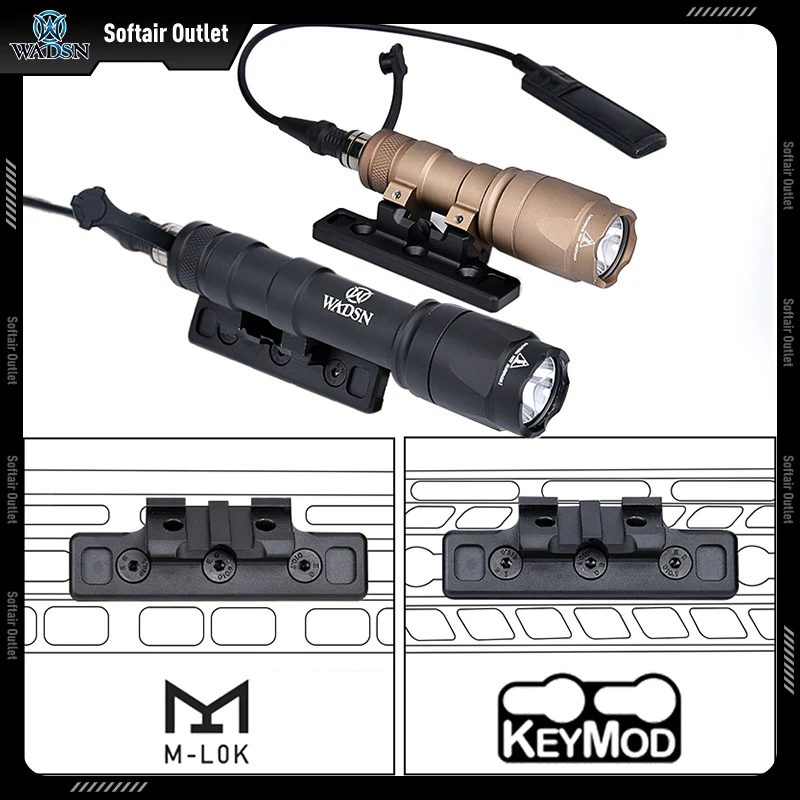 Linterna Airsoft M300 M300A, Base de montaje compensada SF M600 M600C, luz de caza, montaje en riel lateral, foco explorador para Mlok Keymod - imagen 2