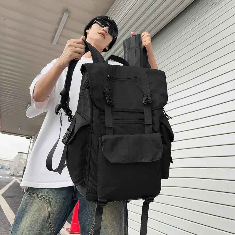 Bolso de nailon con bolsillo para hombre, ropa de calle, deporte al aire libre, senderismo, ciclismo, mochila grande para acampar, escalar, senderismo, fin de semana, universidad - imagen 3