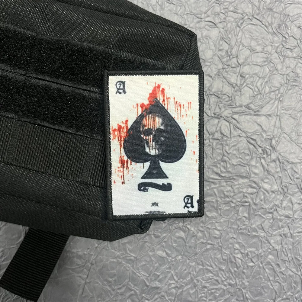 Ace of Spades parches estampados para ropa, Parche de gancho y bucle, mochila, equipo táctico, insignias de Calavera, apliques para ropa - imagen 2