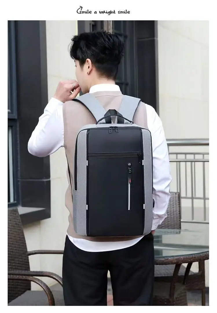 Mochila de negocios profesional para hombre para viajes, mochila para portátil de 15 pulgadas con carga USB multifuncional de primera calidad - imagen 3