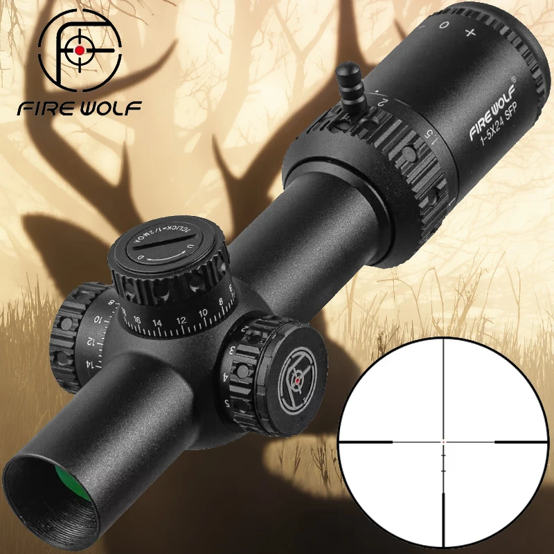 2025 FIRE WOLF 1-5X24 IR SFP alcance compacto mira telescópica táctica iluminada roja bloqueo reinicio caza mira óptica - imagen 2