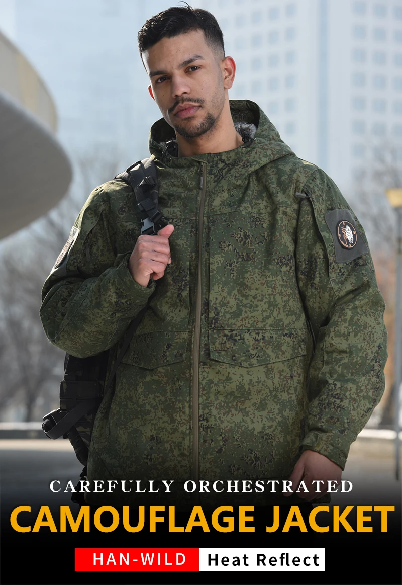 Chaqueta táctica de camuflaje en uso