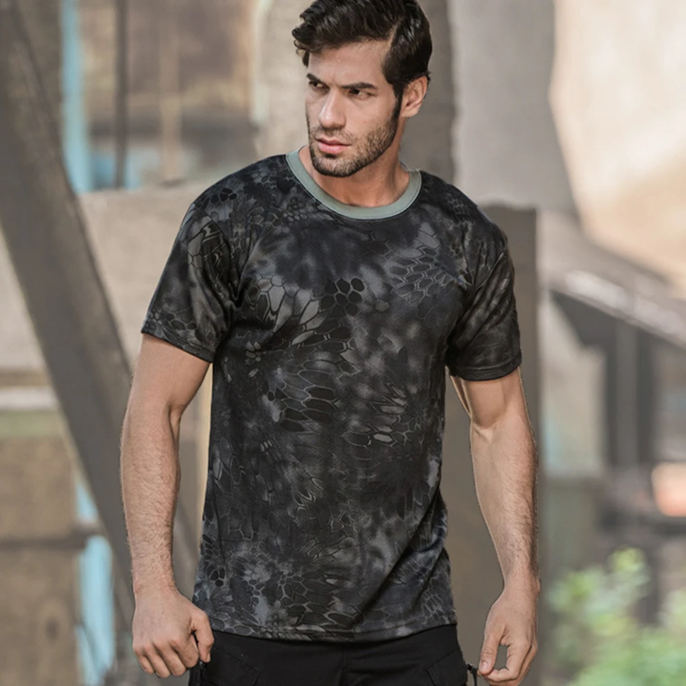 Camisetas tácticas de manga corta para hombre, ropa informal de camuflaje, secado rápido, al aire libre para gimnasio, Cargo - imagen 2