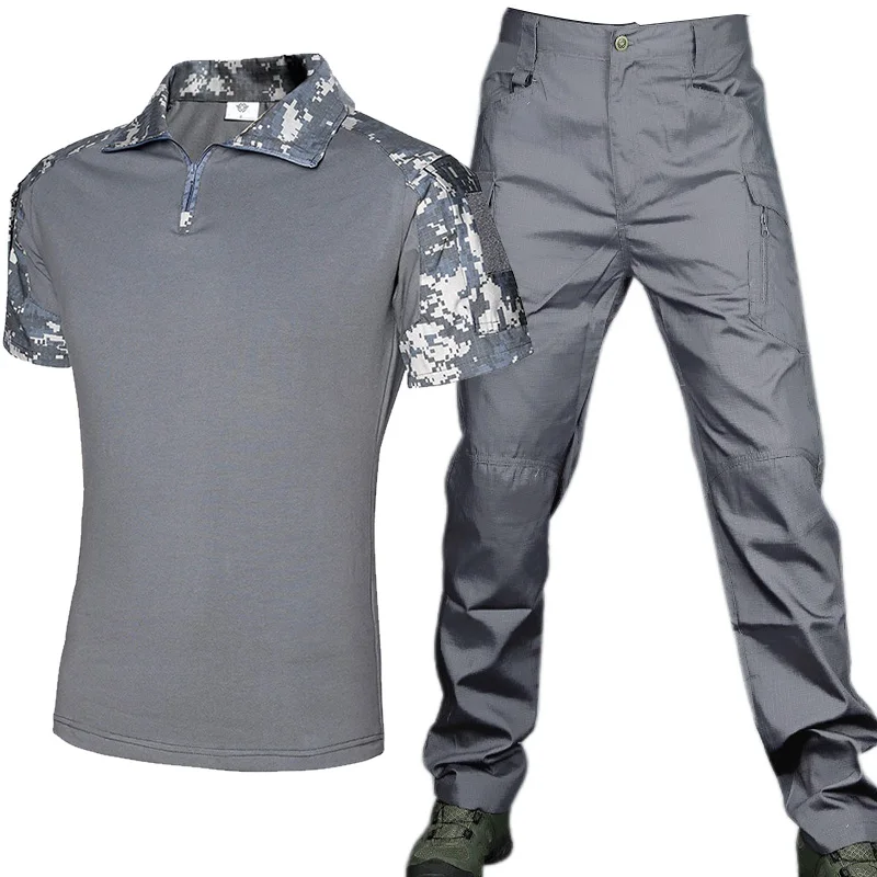Traje táctico para hombre, pantalones Cargo, camisetas de camuflaje informales, conjuntos de ropa de trabajo, pantalones impermeables para exteriores - imagen 4