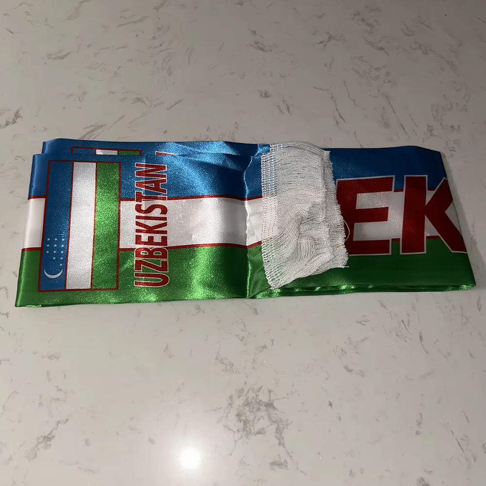 Bufanda satén Uzbekistán estampada doble cara con borlas - imagen 3