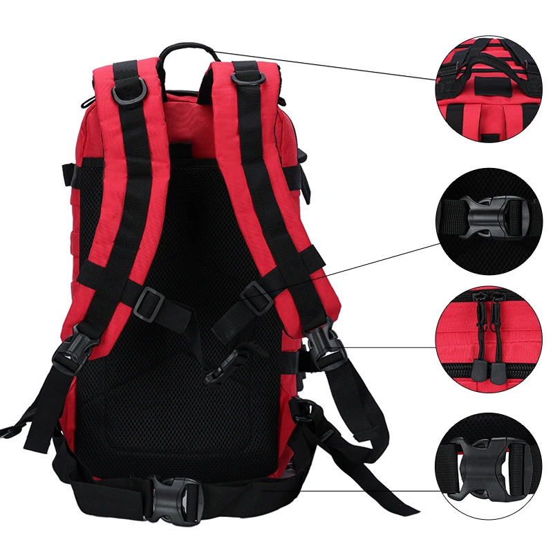 Mochilas rojas de 30L, bolsa de viaje impermeable para exteriores, mochila táctica, bolsas de Camping para senderismo, pesca y caza - imagen 5