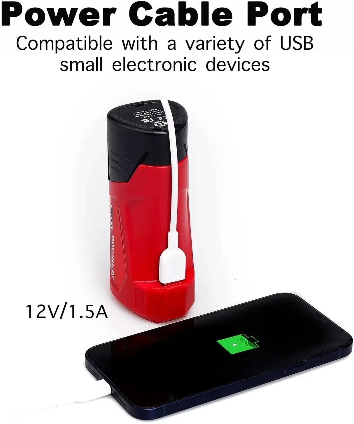 Adaptador de batería de iones de litio para Milwaukee M12, convertidor de cargador N12, adaptador de carga de energía USB, fuente de alimentación para teléfono móvil - imagen 2