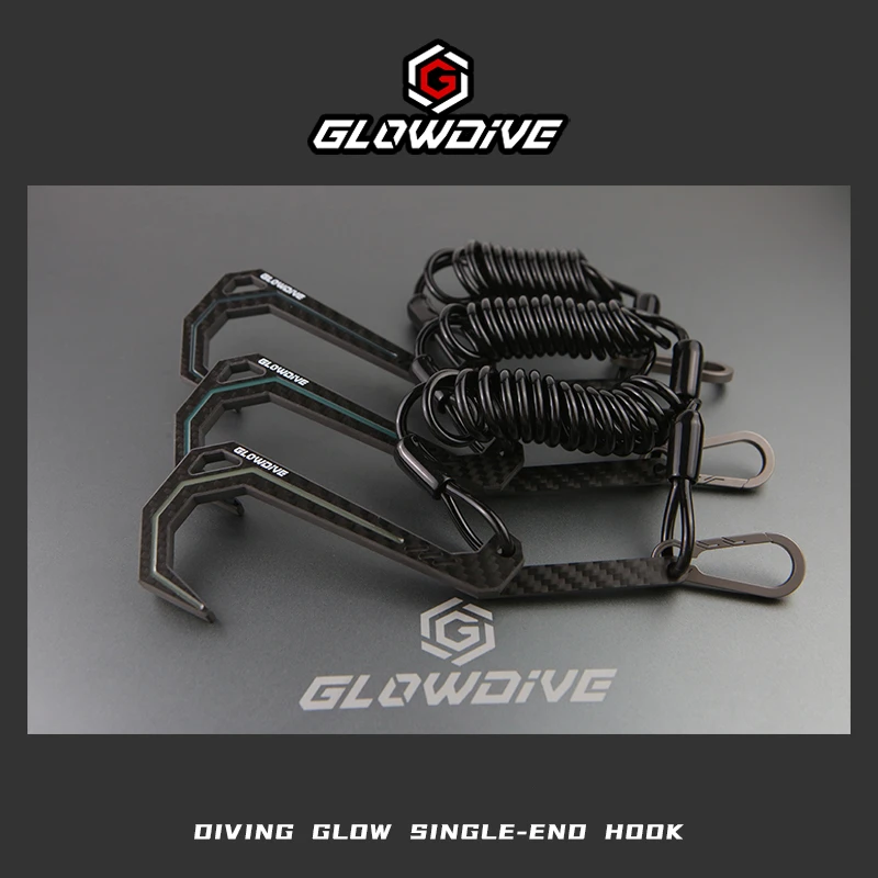 Gancho de flujo noctilucente para buceo con cuerda de resorte doble magnética, hebilla de aleación de titanio y fibra de carbono, caja de almacenamiento luminosa - imagen 4