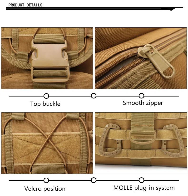 Mochila táctica multifuncional para exteriores, mochila de camuflaje de gran capacidad para hombre, mochila de Camping y senderismo para mujer - imagen 3